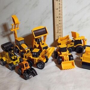 Caterpillar CAT Construction Toy Vehicle Lot Excavator Roller Loader Yellow 8pc
